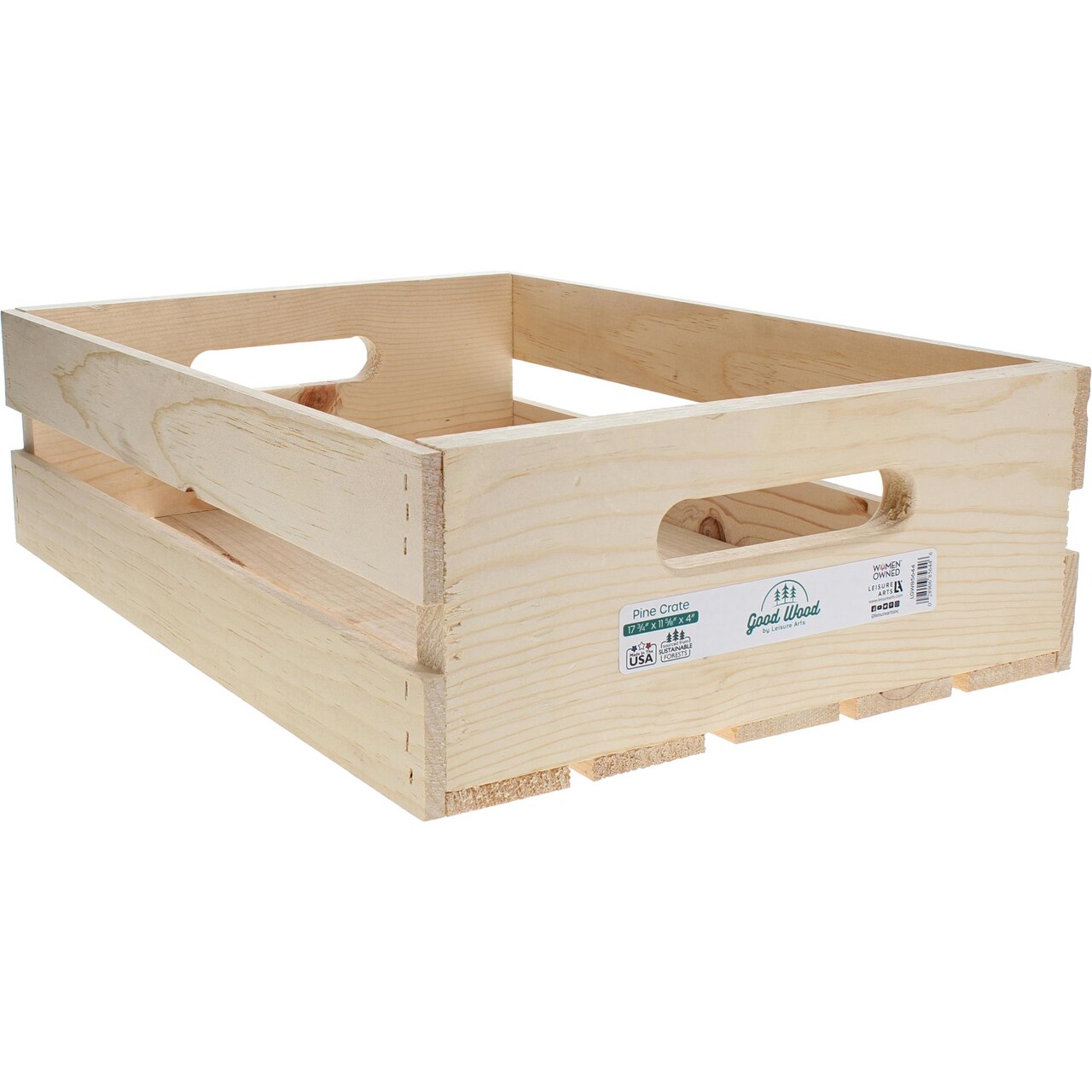 Good Wood by Leisure Arts Wooden Crate, wood crate unfinished, wood crates for display, wood crates for storage, wooden crates unfinished, Pine, 17.75" x 11.625" x 4"